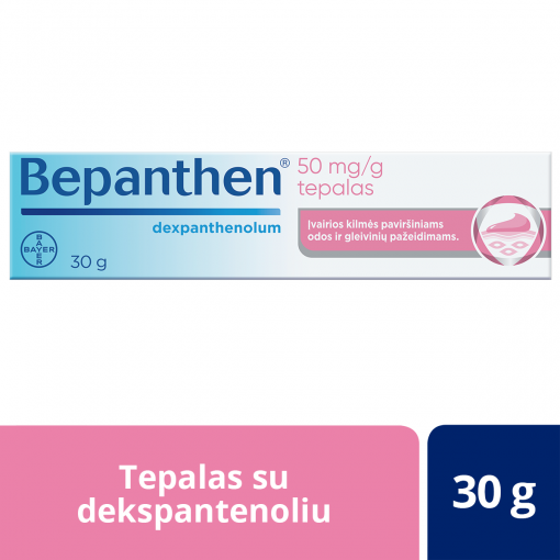 Vaistas paviršinių žaizdų gijimui Bepanthen 5 % tepalas žaizdų gijimui, 30g | Mano Vaistinė