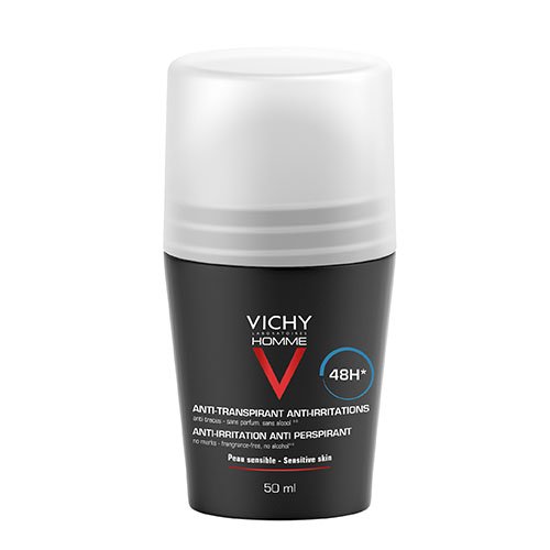 VICHY rutulinis dezodorantas antiperspirantas vyrams HOMME, 48H, jautriai odai, 50 ml  | Mano Vaistinė