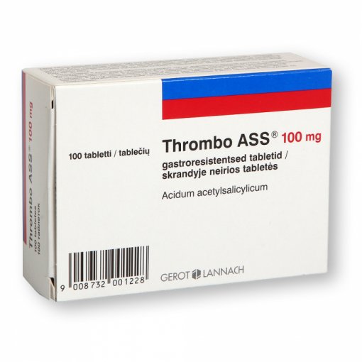 Vaistas trombams mažinti Thrombo ASS 100 mg tabletės trombams mažinti, N100 | Mano Vaistinė