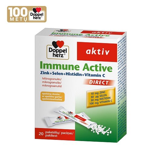 Maisto papildas imuninei sistemai Doppelherz aktiv Immune Active DIRECT paketėliai N20 | Mano Vaistinė