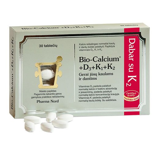 Kalcio, kalio ir vitamino D3 preparatas Bio-Calcium + D3 + K tabletės kaulams ir dantims, N30 | Mano Vaistinė