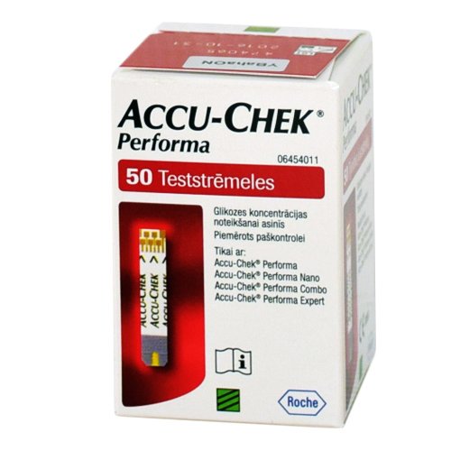 Diagnostinės juostelės gliukozės kiekiui matuoti Accu-Check Performa diagnostinės juostelės, N50 | Mano Vaistinė