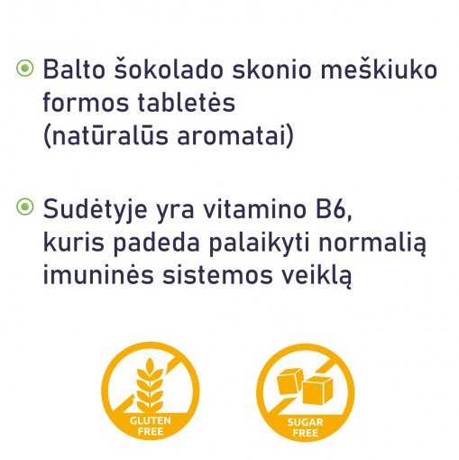 Pieno rūgšties bakterijų preparatas ACIDOLAC JUNIOR (balto šokolado skonio), 20 meškiuko formos tablečių | Mano Vaistinė