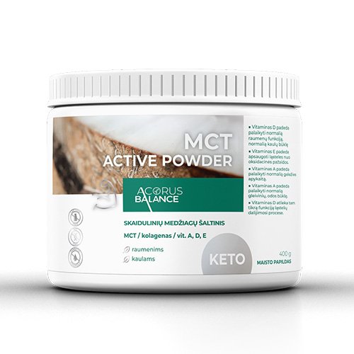 Acorus Balance MCT Active Powder milteliai, skaidulinių medžiagų šaltinis, 400g | Mano Vaistinė