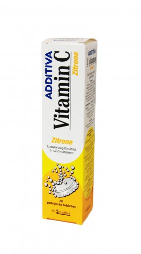 Vitamino C preparatas Additiva Vitaminas C šnypščiosios tabletės, citrinų skonio, N20 | Mano Vaistinė