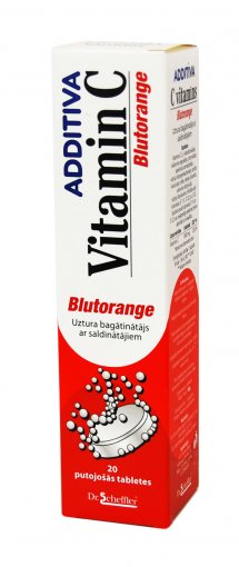 Vitamino C preparatas Additiva Vitaminas C šnypščiosios tabletės, raudonųjų apelsinų skonio, N20 | Mano Vaistinė