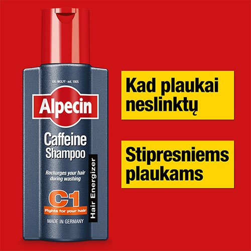 Priežiūros priemonė plaukų augimui ALPECIN, šampūnas su kofeinu nuo plaukų slinkimo C1, 250ml | Mano Vaistinė