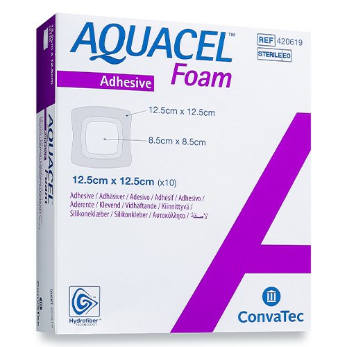 Tvarstis, marlė Aquacel Foam lipnus tvarstis 12.5 cm x 12.5 cm, N10  | Mano Vaistinė