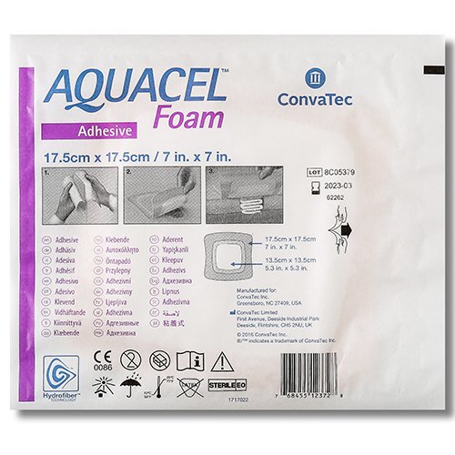 Tvarstis žaizdoms Aquacel Foam lipnus tvarstis, 17.5 x 17.5, N10 | Mano Vaistinė