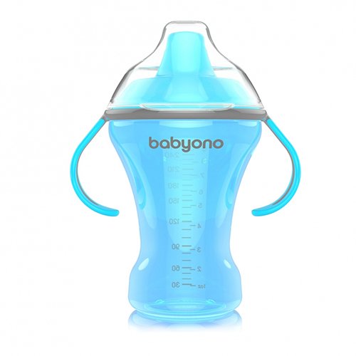 Neišsiliejanti gertuvė kūdikiui BabyOno neišsiliejantis puodelis kietu snapeliu NATURAL NURSING, 260 ml | Mano Vaistinė
