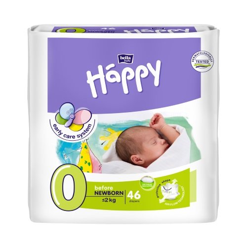 Sauskelnės Happy Before Newborn sauskelnės, naujagimiams iki 2 kg, N46 | Mano Vaistinė
