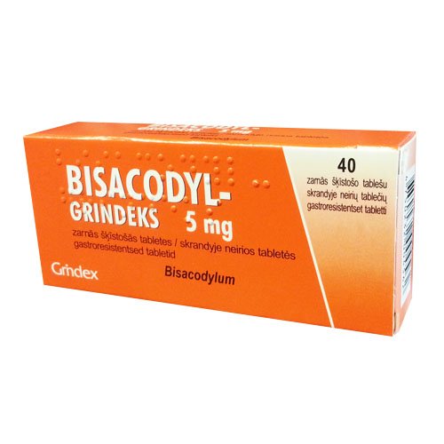Vidurius laisvinantis vaistas Bisacodyl-Grindeks 5 mg, vidurius laisvinančios tabletės, N40 | Mano Vaistinė