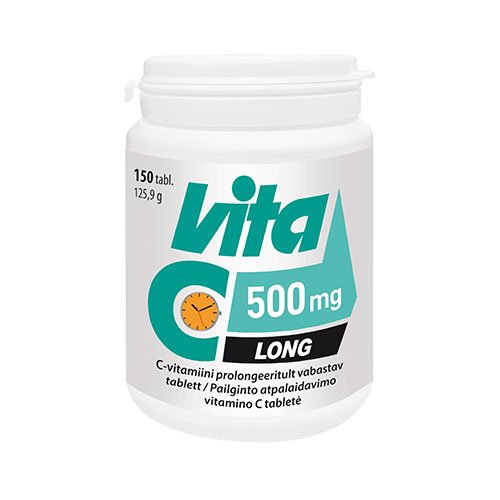 Prailginto atpalaidavimo vitaminas C Vitaminai VITA C LONG 500 mg, 150 tab. | Mano Vaistinė