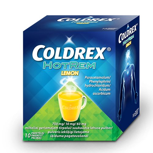 Milteliai nuo peršalimo  Coldrex HotRem Lemon milteliai geriamajam tirpalui, N10 | Mano Vaistinė