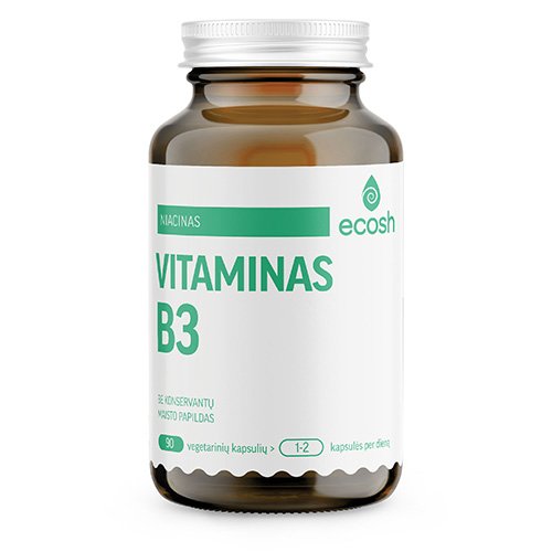 ECOSH Bioaktyvus Vitaminas B3 (nikotinamidas) 250mg NE, 90 kapsulių | Mano Vaistinė