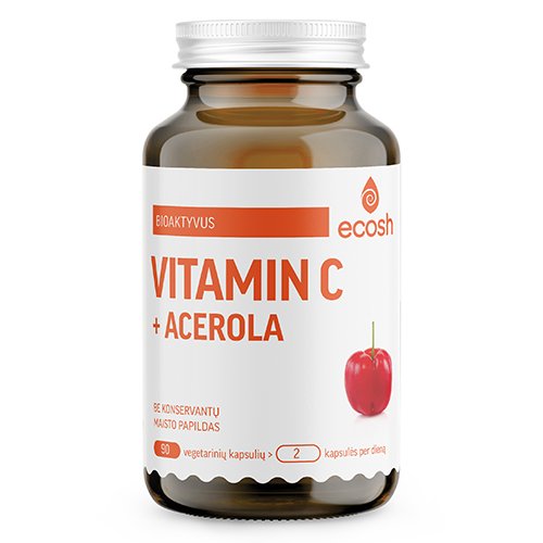 ECOSH bioaktyvus vitaminas C su acerola, 90 kapsulių | Mano Vaistinė