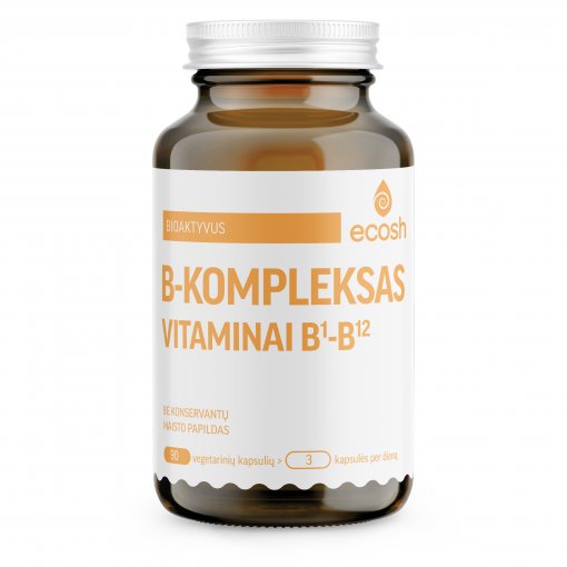 ECOSH bioaktyvus vitaminų B1 - B12 kompleksas, 90 kapsulių | Mano Vaistinė