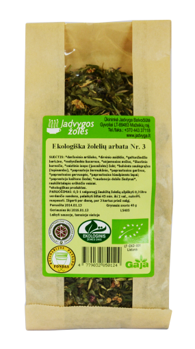 Arbatos ir vaistažolės Ekologiška žolelių arbata Nr. 3, 40 g | Mano Vaistinė