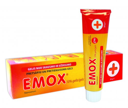 Gelis nuo skausmo ir uždegimo Emox 100 mg/g gelis nuo skausmo ir uždegimo, 55 g | Mano Vaistinė