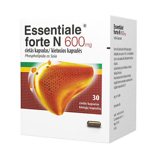 Medicine for liver and bile diseases Essentiale N forte 600 mg capsules, N30 | Mano Vaistinė