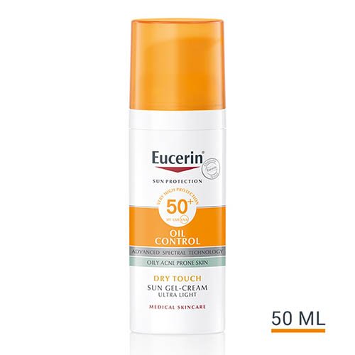 Eucerin Sun kreminis gelis nuo saulės veidui Dry Touch SPF50+ 50ml  | Mano Vaistinė