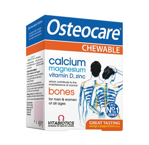 Maisto papildas, kalcio preparatas Osteocare kramtomosios tabletės, N30 | Mano Vaistinė
