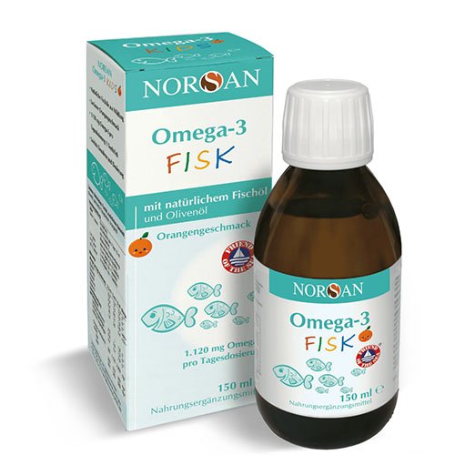 Apelsinų skonio aliejus NORSAN OMEGA-3 FISK, 150 ml  | Mano Vaistinė