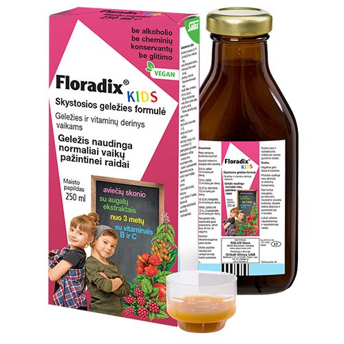 Skystos geležies formulė FLORADIX KIDS, 250 ml | Mano Vaistinė