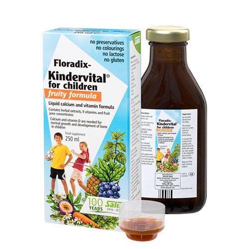 Maisto papildas vaikams su kalciu  Skysta vitaminų formulė vaikams FLORADIX KINDERVITAL, 250 ml | Mano Vaistinė