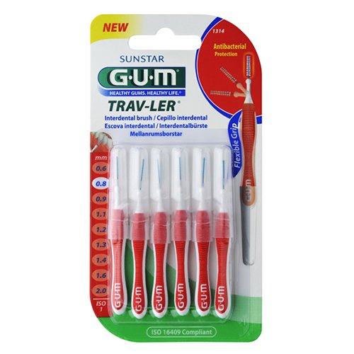 GUM 0,8 mm tarpdančių šepetėliai, TRAV-LER N6 | Mano Vaistinė