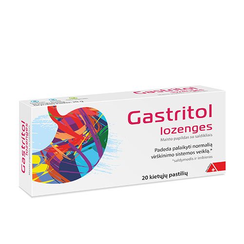 Gastritol lozenges, 20 kietųjų pastilių | Mano Vaistinė