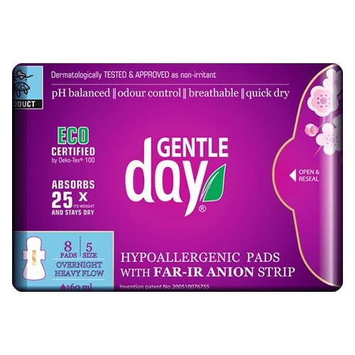 Higieniniai paketai Gentle Day Far-IR Anion paketai, naktiniai, su anijonų juostele, N8 | Mano Vaistinė