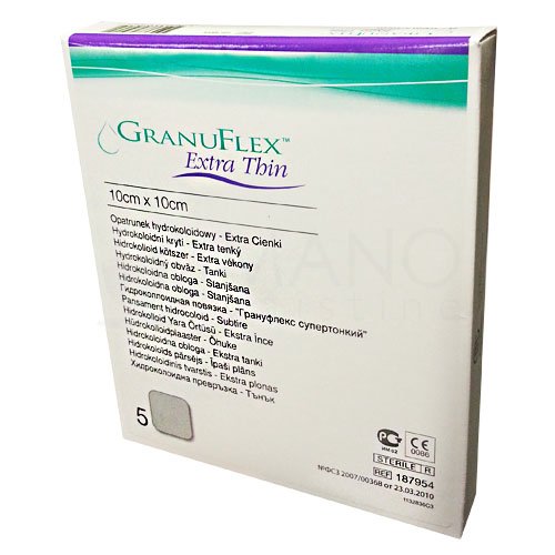 Tvarsliava Granuflex Extra Thin tvarstis, hidrokoloidinis, plonas, 10 x 10 cm, N5 | Mano Vaistinė