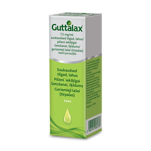 Vidurius laisvinantis vaistas Guttalax 7,5 mg/ml geriamieji lašai, 30 ml | Mano Vaistinė