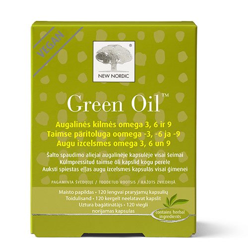 Maisto papildas, omega rūgštys New Nordic Green Oil augalinės kilmės omega rūgštys, N120 | Mano Vaistinė