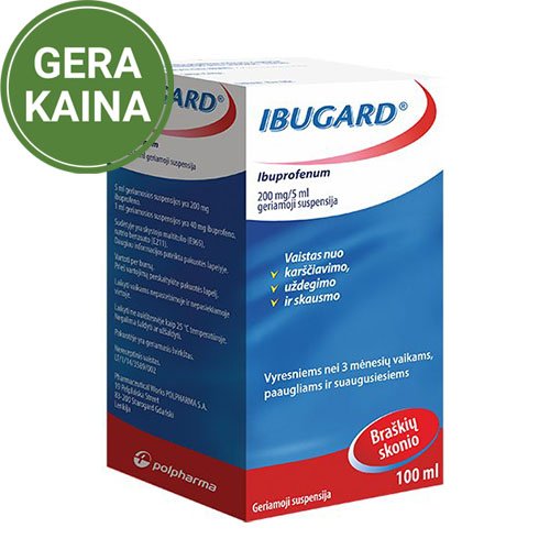Vaistas nuo skausmo ir uždegimo Ibugard 200 mg/5 ml geriamioji suspensija, 100 ml | Mano Vaistinė