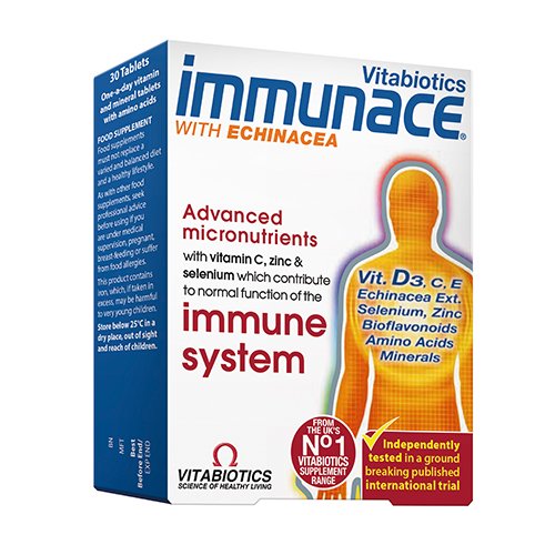 Maisto papildas imunitetui Immunace su ežiuole, 30 tablečių | Mano Vaistinė