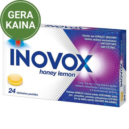 Inovox Honey Lemon 2mg/0,6mg/1,2mg kietosios pastilės N24 | Mano Vaistinė