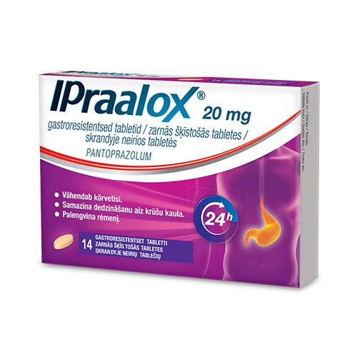 Rūgštingumą mažinantis vaistas Ipraalox 20 mg tabletės nuo rūgštingumo, N14 | Mano Vaistinė