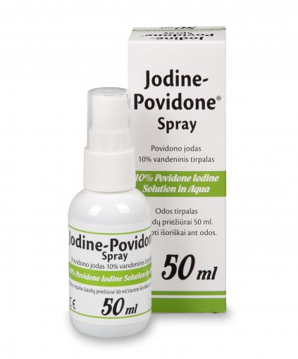 Dezinfekcinė priemonė Jodine-Povidone Spray, povidono jodas vandeninis tirpalas, 50 ml | Mano Vaistinė