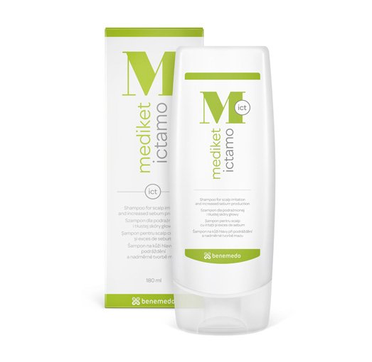 Plaukų ir galvos odos priežiūros priemonė Mediket Ictamo šampūnas nuo pleiskanų, 180 ml | Mano Vaistinė