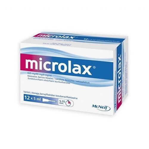 Vidurius laisvinantys vaistai Microlax 625 mg/90 mg/9 mg/ml tiesiosios žarnos tirpalas, N12 | Mano Vaistinė