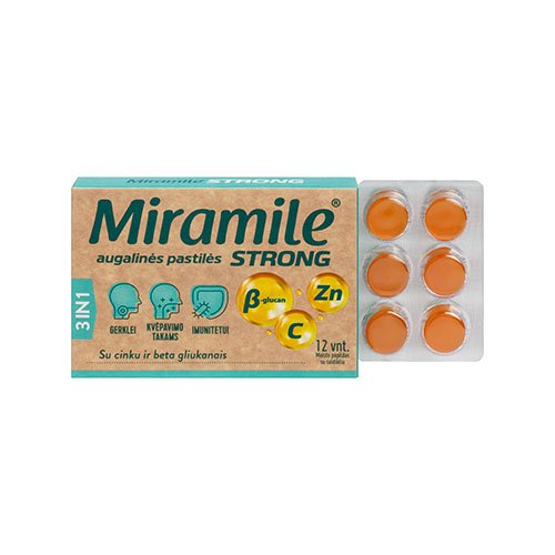 Miramile Strong su cinku ir beta gliukanais augalinės pastilės N12 | Mano Vaistinė