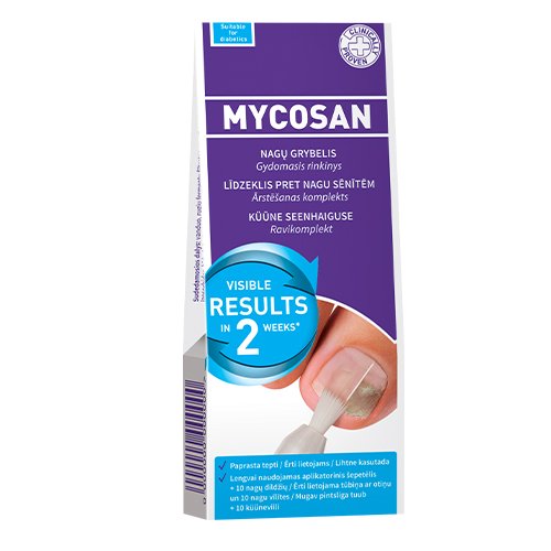 Preparatas nuo grybelio Mycosan serumas nagų grybeliui gydyti + 10 dildžių, 5 ml  | Mano Vaistinė