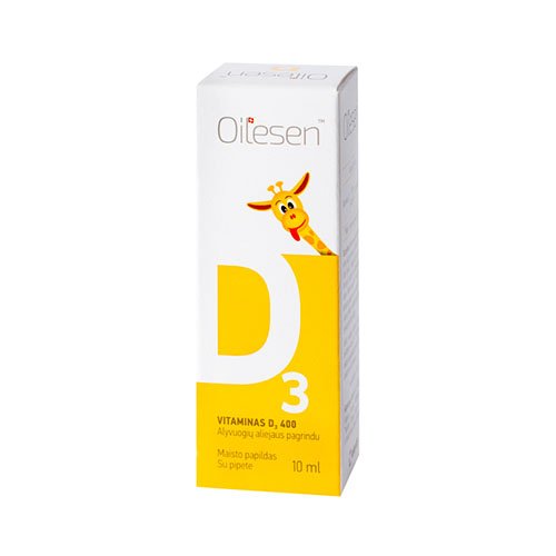 Vitamino D3 preparatai Geriamieji lašai OILESEN D3 400, 10 ml | Mano Vaistinė