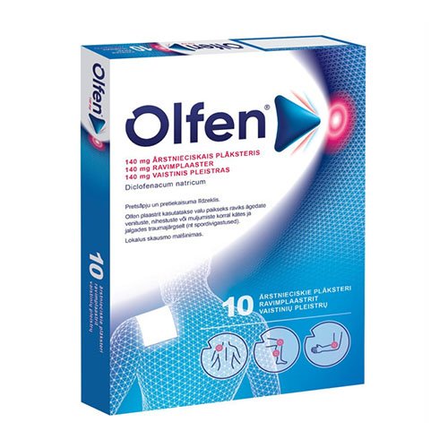 Vaistinis pleistras Olfen 140 mg vaistiniai pleistrai nuo skausmo, N10 | Mano Vaistinė