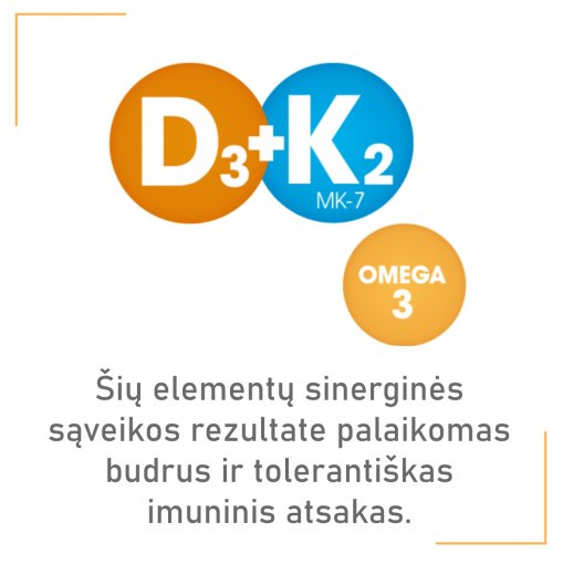 Vitamino D3 (4000 TV), ir K2 (MK-7 100 μg) ir Omega-3 kompleksas Širdžiai, kaulams, imunitetui OLIDETRIM 4000, 30 vnt. | Mano Vaistinė