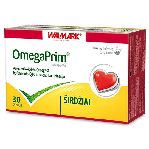 Aukštos kokybės Omega-3, kofermento Q10 ir seleno kombinacija Žuvų taukai OMEGAPRIM, 30 kaps. | Mano Vaistinė