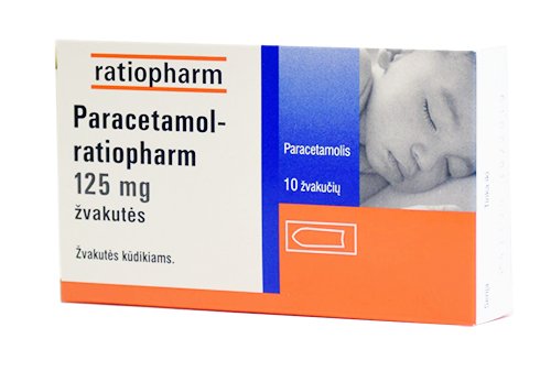 Skausmą, karščiavimą mažinantis vaistas Paracetamol-Ratiopharm 125 mg žvakutės kūdikiams, N10 | Mano Vaistinė