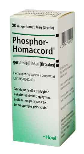 Homeopatinis vaistas Phosphor-Homaccord geriamieji lašai gerkloms ir ryklei, 30 ml | Mano Vaistinė